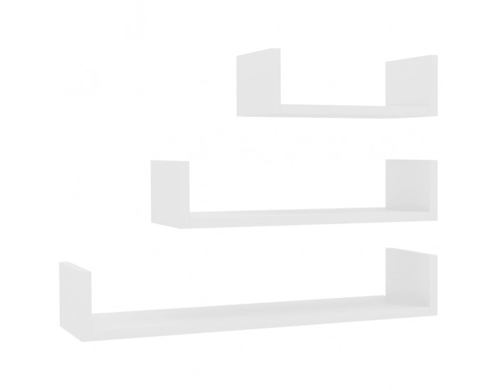 Sonata Стенни рафтове, 3 бр, бяло със силен гланц, ПДЧ