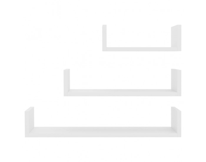 Sonata Стенни рафтове, 3 бр, бяло със силен гланц, ПДЧ