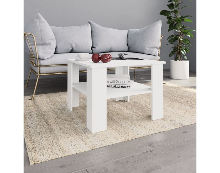 Sonata H Маса за кафе, бяла, 60x60x42 см, инженерно дърво