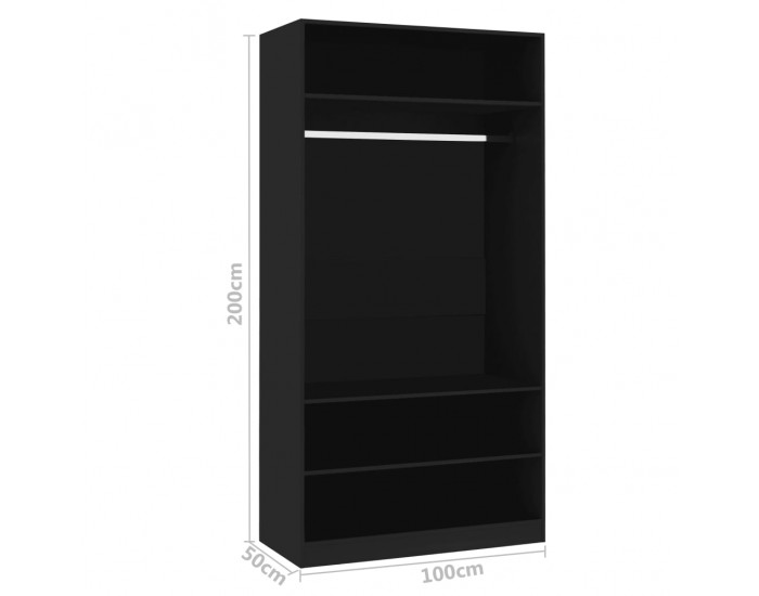 Sonata Гардероб, черен, 100x50x200 см, ПДЧ