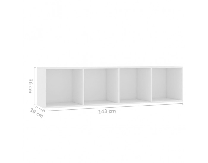 Sonata Библиотека/ТВ шкаф, бяла, 143x30x36 см