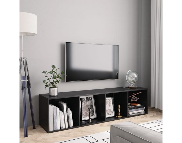 Sonata Библиотека/ТВ шкаф, черна, 143x30x36 см