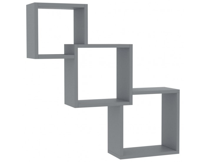 Sonata Квадратни стенни рафтове, сиви, 84,5x15x27 см, ПДЧ