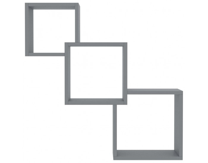 Sonata Квадратни стенни рафтове, сиви, 84,5x15x27 см, ПДЧ