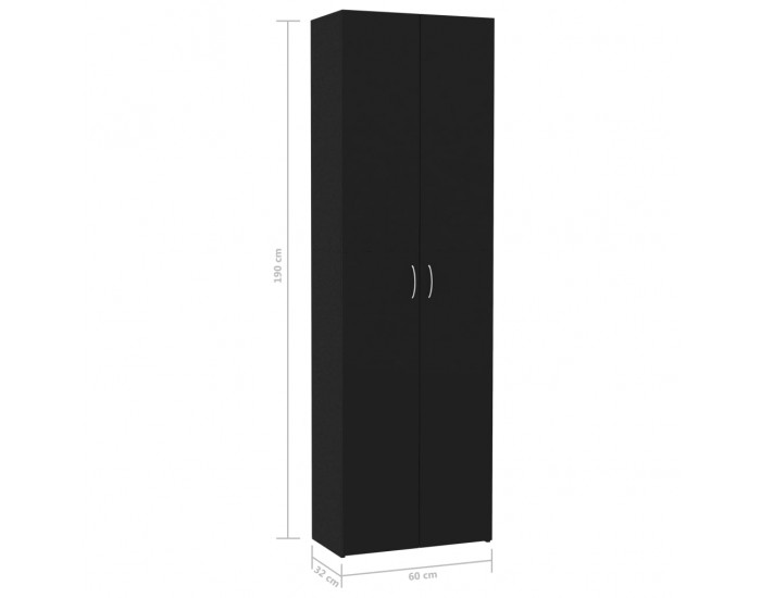 Sonata Офис шкаф, черен, 60x32x190 см, ПДЧ