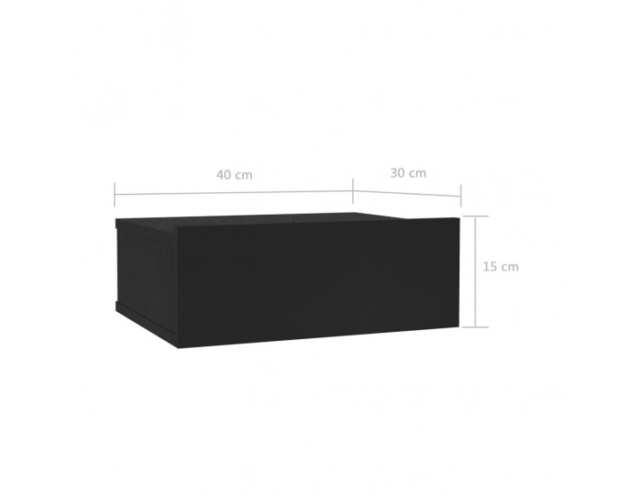 Sonata Нощно шкафче със стенен монтаж, черно, 40x30x15 см, ПДЧ
