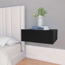 Sonata Нощно шкафче със стенен монтаж, черно, 40x30x15 см, ПДЧ - Спалня