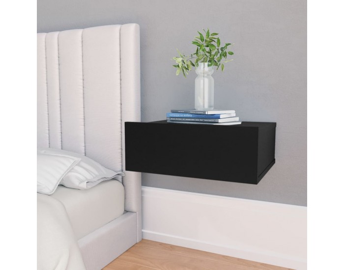 Sonata Нощно шкафче със стенен монтаж, черно, 40x30x15 см, ПДЧ