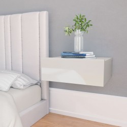 Sonata Нощно шкафче за стена, силен бял гланц, 40x30x15 см, ПДЧ - Спалня