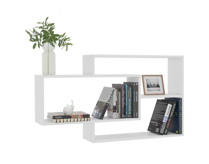 Sonata Стенни рафтове, бял гланц, 104x20x60 см, ПДЧ