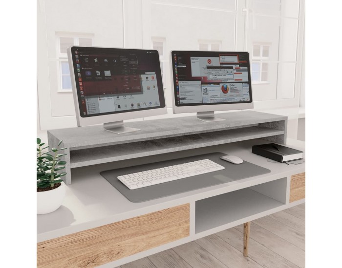 Sonata Стойка за монитор, бетонно сива, 100x24x13 см, ПДЧ