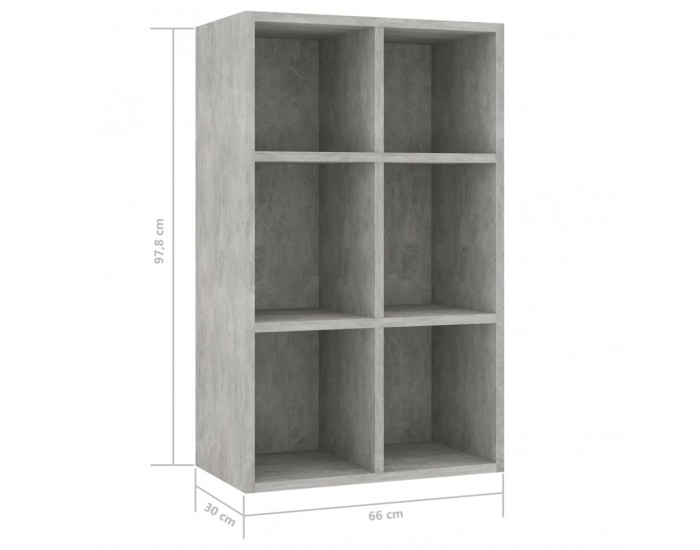 Sonata Библиотека/бюфет, бетонно сива, 66x30x97,8 см, ПДЧ