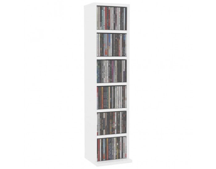 Sonata CD шкаф, бяло със силен гланц, 21x16x88 см, ПДЧ