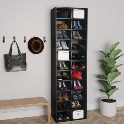 Sonata Шкаф за обувки, черен, 54x34x183 см, ПДЧ - Шкафове за обувки