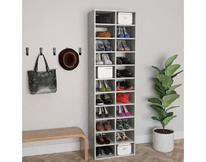 Sonata Шкаф за обувки, бетонно сиво, 54x34x183 см, ПДЧ