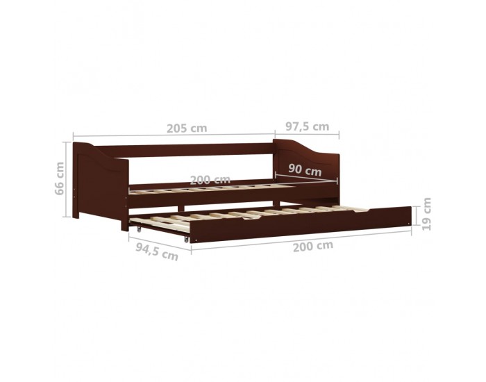 Sonata Рамка за легло разтегателен диван тъмнокафява бор 90x200 см
