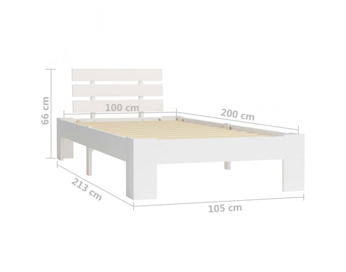Sonata Рамка за легло, бяла, бор масив, 100х200 см
