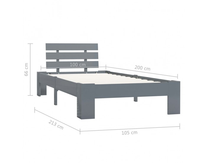 Sonata Рамка за легло, сива, бор масив, 100х200 см