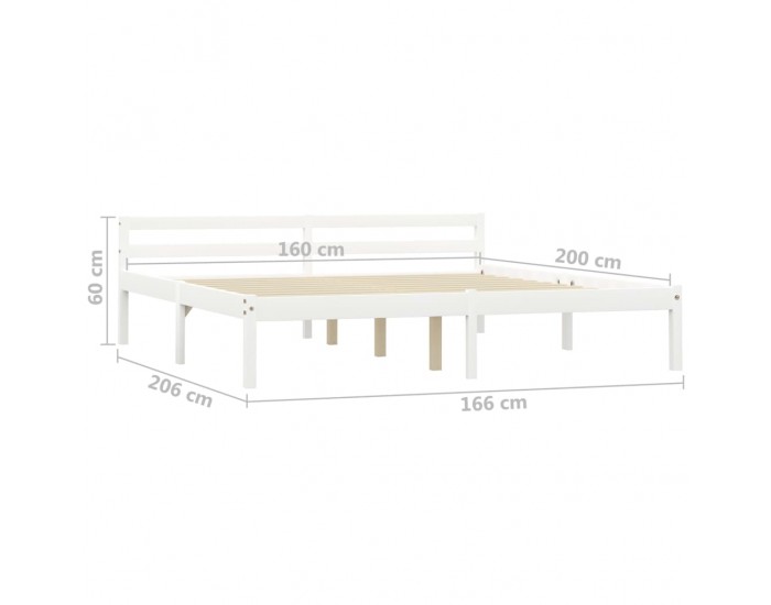 Sonata Рамка за легло, бяла, бор масив, 160х200 см