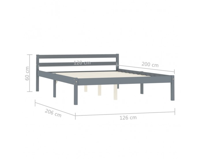Sonata Рамка за легло, сива, бор масив, 120x200 см