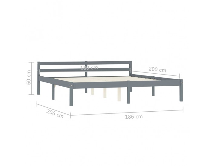 Sonata Рамка за легло, сива, бор масив, 180x200 см