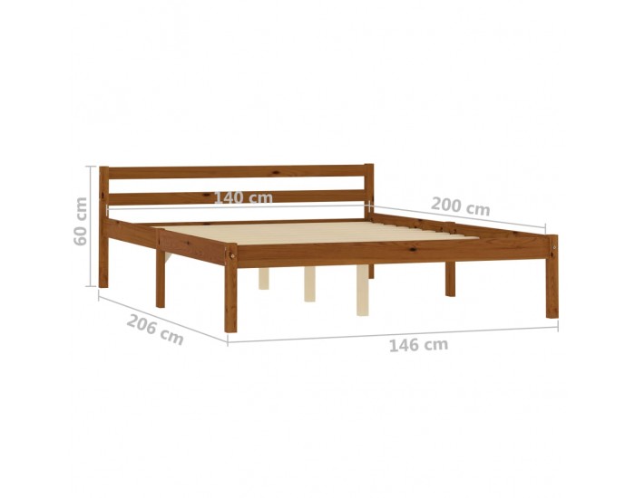 Sonata Рамка за легло, меденокафява, бор масив, 140x200 см