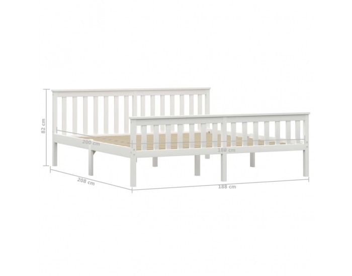 Sonata Рамка за легло, бяла, борова дървесина масив, 180x200 cм