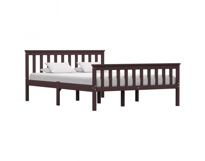 Sonata Рамка за легло, тъмнокафява, борово дърво масив, 140x200 см
