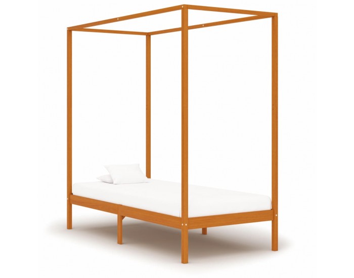 Sonata Рамка за легло с балдахин, меденокафява, бор масив, 90x200 см