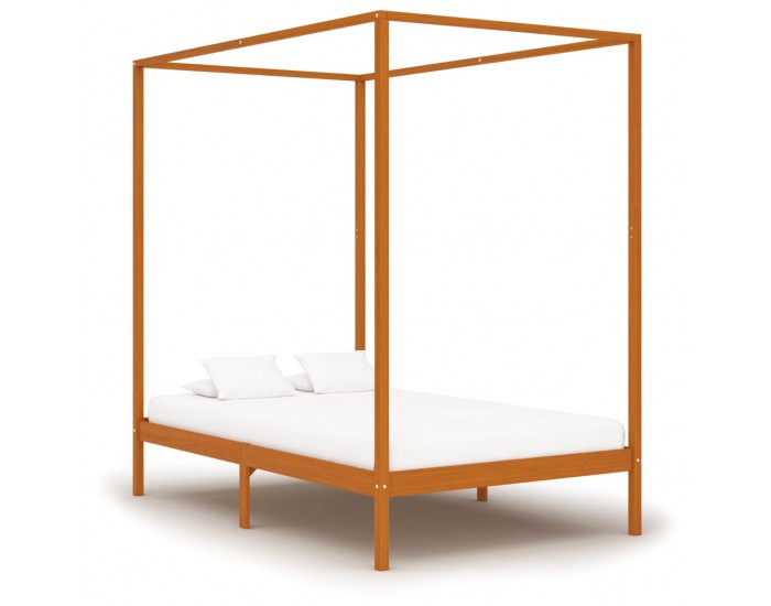 Sonata Рамка за легло с балдахин, меденокафява, бор масив, 120x200 см