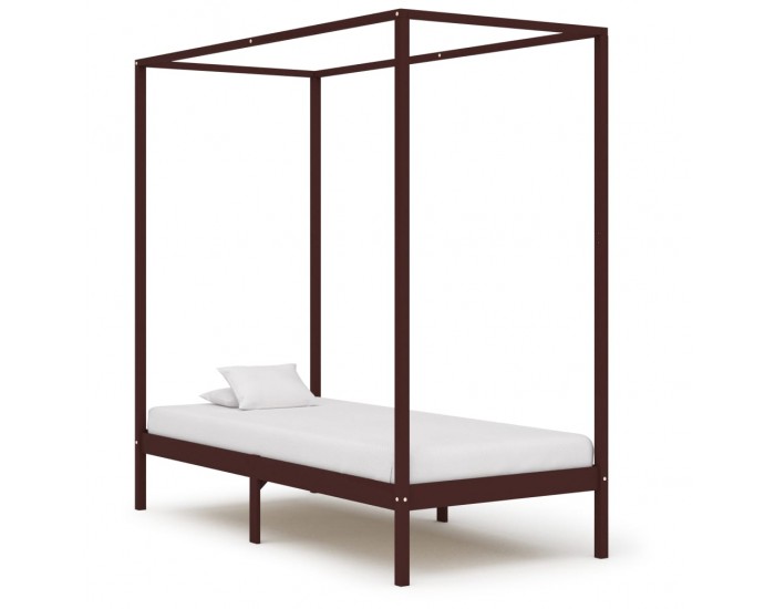 Sonata Рамка за легло с балдахин, тъмнокафява, бор масив, 100x200 см