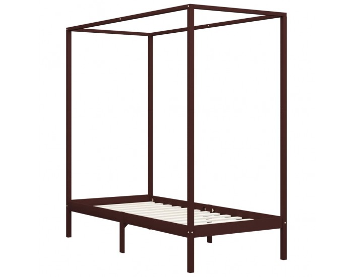 Sonata Рамка за легло с балдахин, тъмнокафява, бор масив, 100x200 см