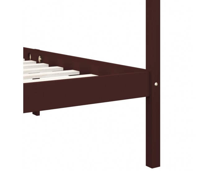 Sonata Рамка за легло с балдахин, тъмнокафява, бор масив, 100x200 см