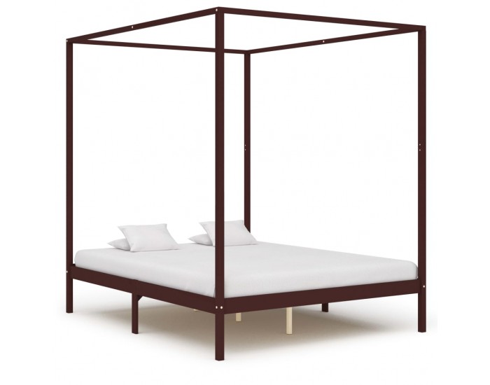 Sonata Рамка за легло с балдахин, тъмнокафява, бор масив, 180x200 см