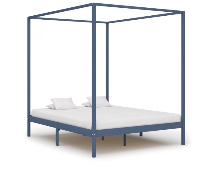 Sonata Рамка за легло с балдахин, сива, бор масив, 180х200 см