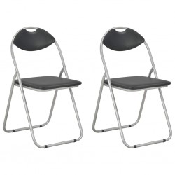 Sonata Сгъваеми трапезни столове, 2 бр, черни, изкуствена кожа - Трапезни столове
