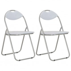 Sonata Сгъваеми трапезни столове, 2 бр, бели, изкуствена кожа - Столове