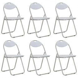 Sonata Сгъваеми трапезни столове, 6 бр, бели, изкуствена кожа - Столове