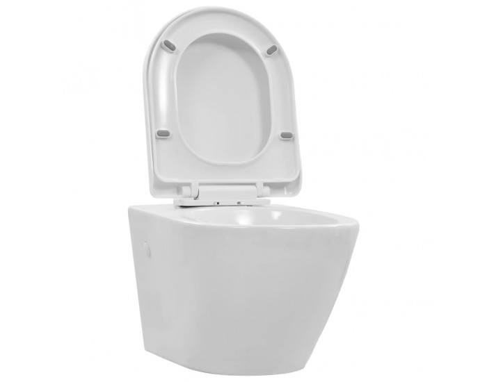 Sonata Окачена тоалетна чиния без ръб, керамична, бяла