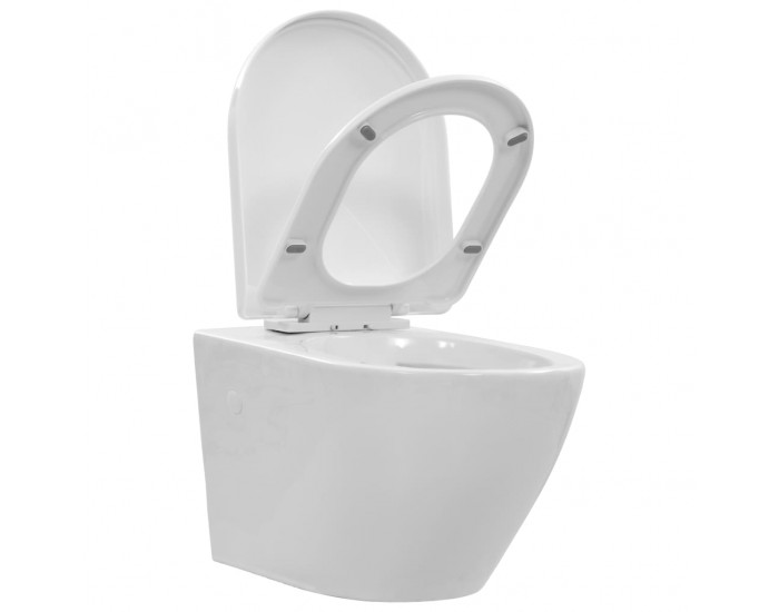 Sonata Окачена тоалетна чиния без ръб, керамична, бяла