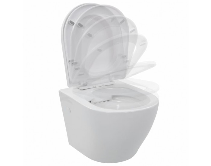 Sonata Окачена тоалетна чиния без ръб, керамична, бяла