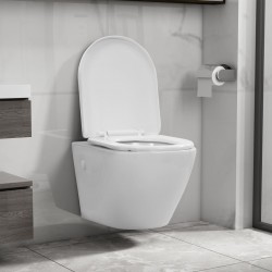 Sonata Окачена тоалетна чиния без ръб, керамична, бяла - Продукти за баня и WC