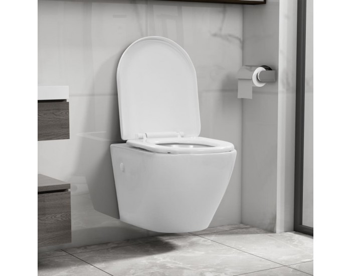 Sonata Окачена тоалетна чиния без ръб, керамична, бяла