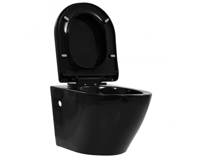 Sonata Окачена тоалетна чиния без ръб, керамична, черна