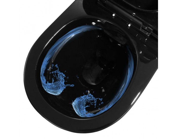 Sonata Окачена тоалетна чиния без ръб, керамична, черна