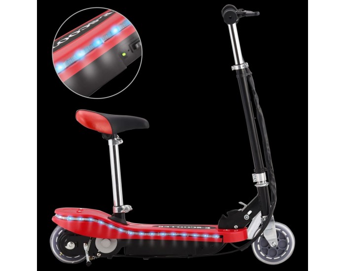 Sonata Електрически скутер със седалка и LED, 120 W, червен
