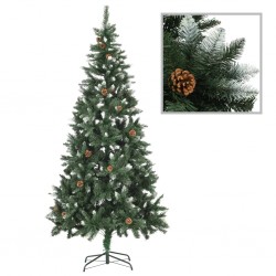 Sonata Изкуствено коледно дърво с шишарки и бели връхчета, 210 см - Сезонни и Празнични Декорации