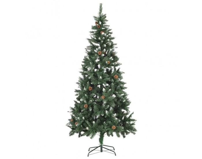 Sonata Изкуствено коледно дърво с шишарки и бели връхчета, 210 см