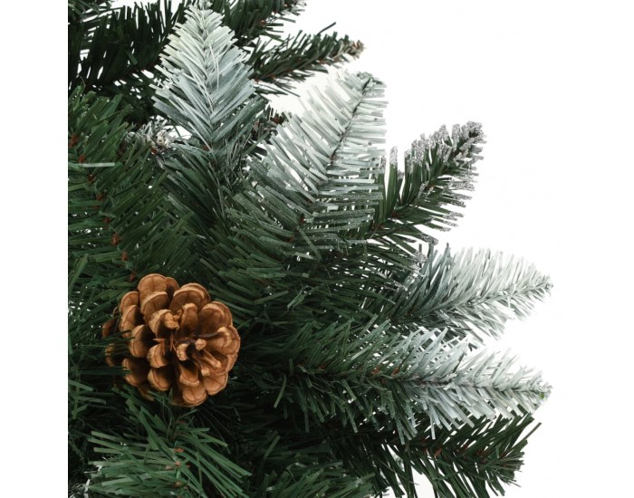 Sonata Изкуствено коледно дърво с шишарки и бели връхчета, 210 см