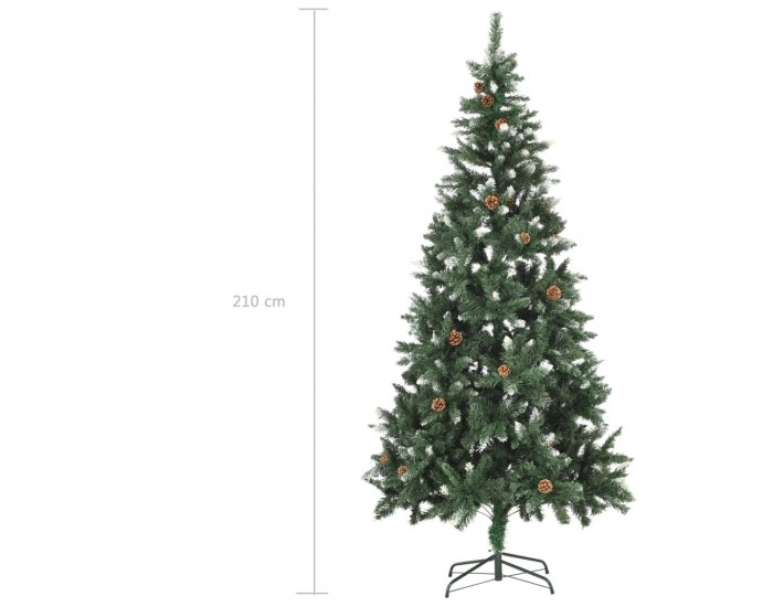 Sonata Изкуствено коледно дърво с шишарки и бели връхчета, 210 см